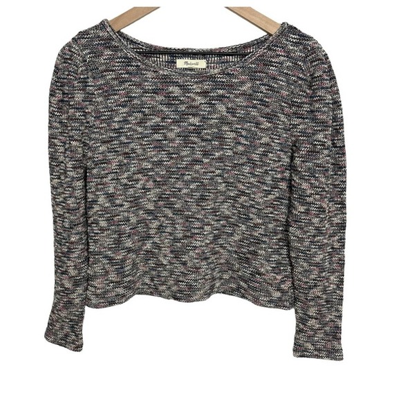 Madewell Top Size XS Multicolored Knit Pleated Puff Shoulders Long Sleeve - Picture 3 of 8